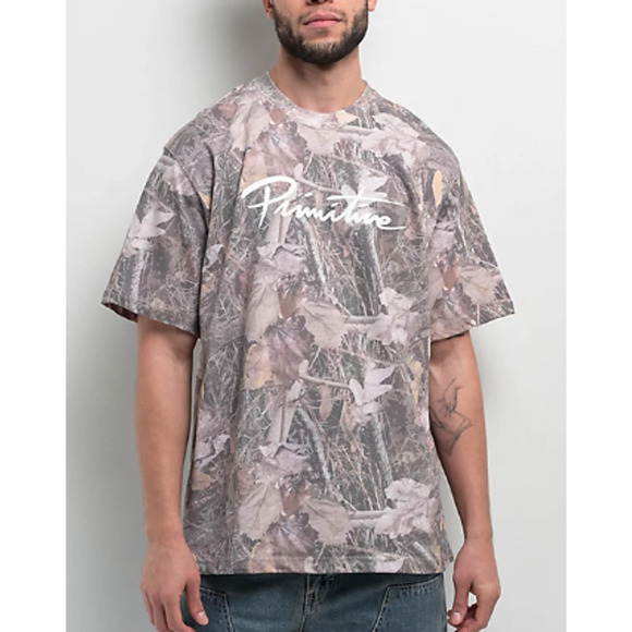 New Primitive Men's Heavyweight 100% Cotton Camo T-Shirt Size Large - Picture 1 of 4